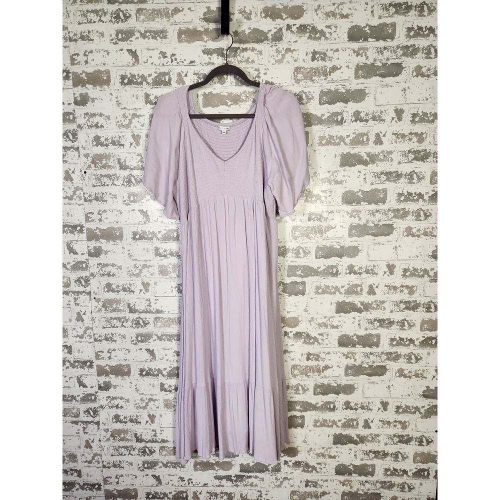 Baltic Born Smocked Midi Dress 3XL Purple Tiered Gauzy Cottagecore Prairie